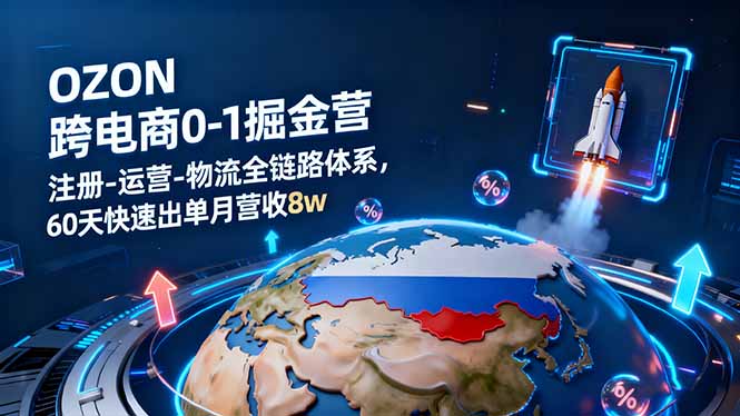 OZON跨境电商0-1掘金营：注册-运营-物流全链路体系，60天快速出单月营收8w-柚子网创