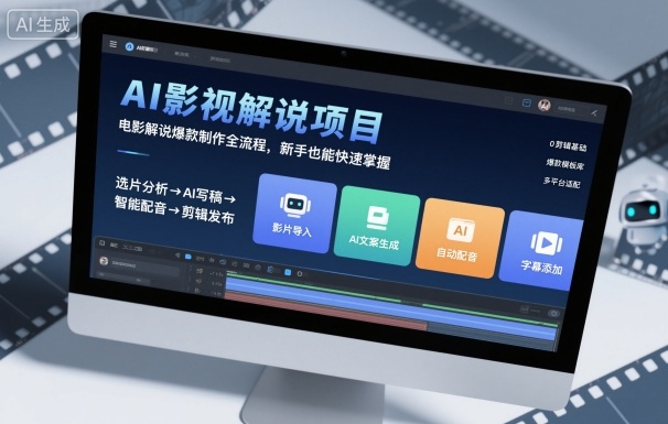 AI影视解说项目，电影解说爆款制作全流程，新手也能快速掌握-柚子网创