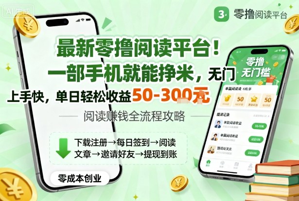最新零撸阅读平台！一部手机就能挣米，无门槛上手快，单日轻松收益50-3张【揭秘】-柚子网创