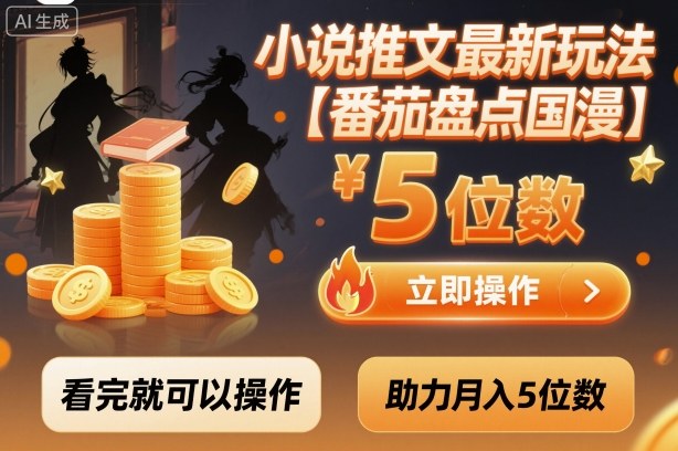 小说推文最新玩法，助力月入5位数【番茄盘点国漫】玩法，看完就可以操作-柚子网创