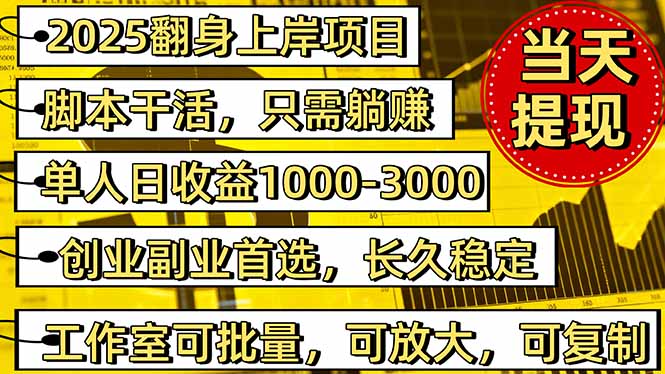 稳定八年美金掘金2.0脚本干活，只需躺赚。单人日收益1000-3000可批量、…-柚子网创