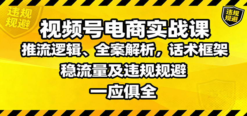 视频号电商实战课：推流逻辑、全案解析，话术框架，稳流量及违规规避等-柚子网创