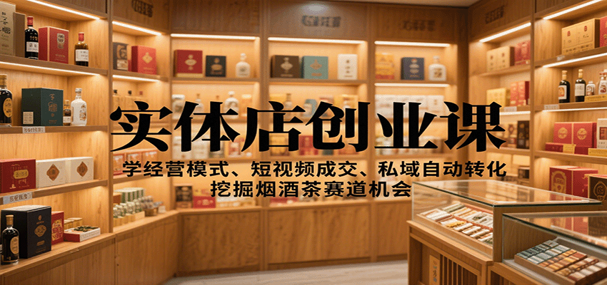 实体店创业课：学经营模式、短视频成交、私域自动转化，挖掘烟酒茶赛道机会-柚子网创