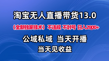 淘宝无人直播13.0，公域私域技术，不封号，不违规布局下半年旺季赛道，日入1K+(独家技术)【揭秘】-柚子网创