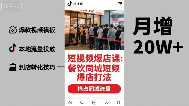 短视频爆店课，餐饮同城短视频爆店打法-柚子网创