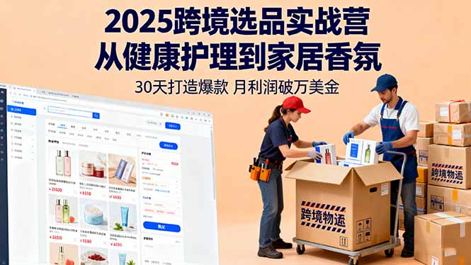 2025跨境选品实战营：从健康护理到家居香氛，30天打造爆款,月利润破万美金-柚子网创