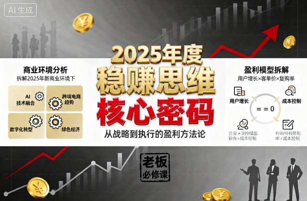 2025年度稳賺思维老板创业营，拆解2025年新商业环境下，企业实现持续盈利的核心密码-柚子网创