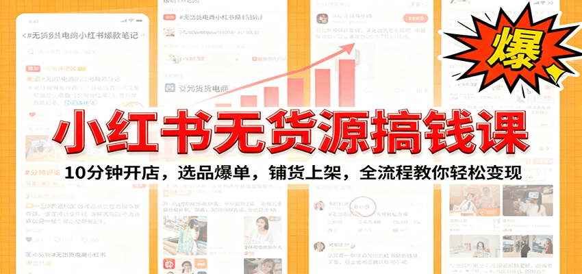 小红书无货源爆单课：10分钟开店，选品爆单，铺货上架，全流程教你轻松变现-柚子网创